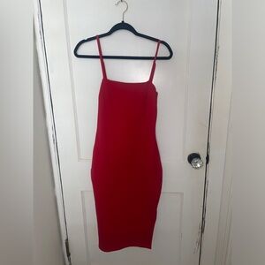 Bright red lulus midi dress size small